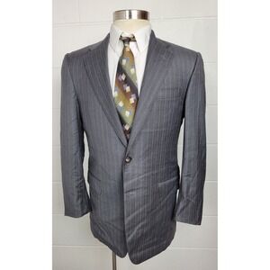 Hickey Freeman Loro Piana Tasmanian Super 130 Gray Wool Pinstripe Sport Coat 38R